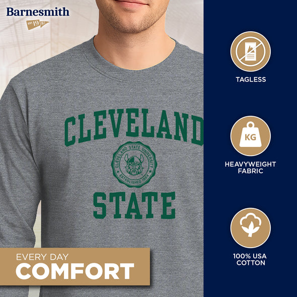 Cleveland State University Heritage Long Sleeve T-Shirt (Charcoal Grey)
