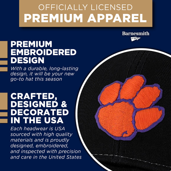 Clemson University Sideline Trucker Hat One-Size (Black/White)