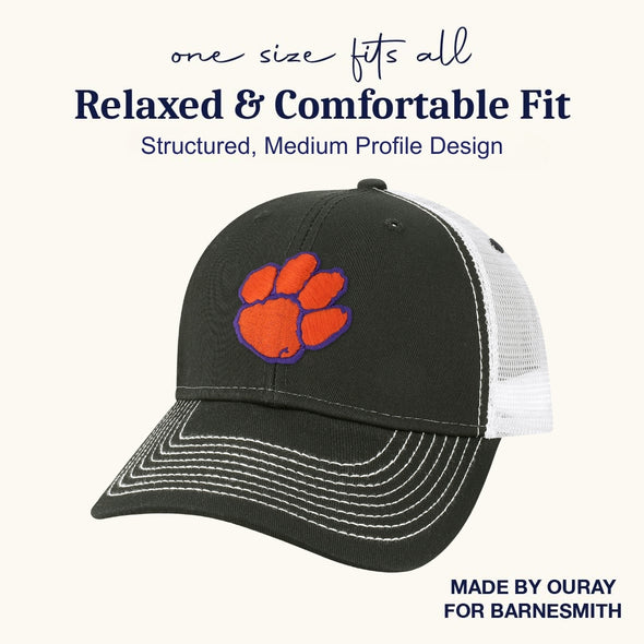 Clemson University Sideline Trucker Hat One-Size (Black/White)