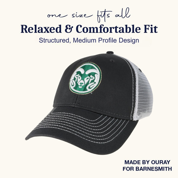 Colorado State University Sideline Trucker Hat One-Size (Dark Grey/White)