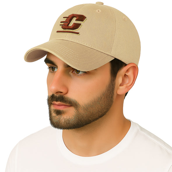 Central Michigan University Spirit Baseball Hat One-Size (Khaki)