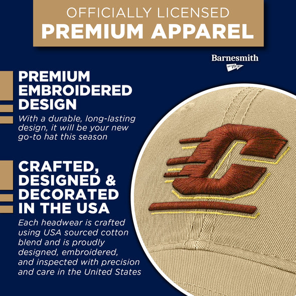 Central Michigan University Spirit Baseball Hat One-Size (Khaki)