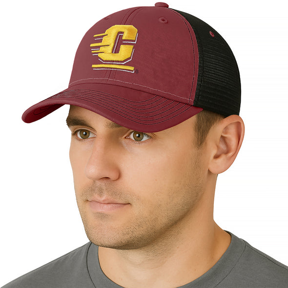 Central Michigan University Sideline Trucker Hat One-Size (Maroon/Black)