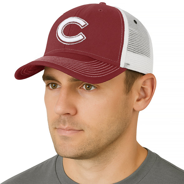 Colgate University Sideline Trucker Hat One-Size (Burnt Henna/White)