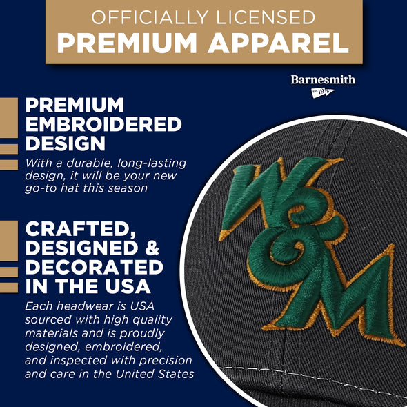 College of William & Mary Sideline Trucker Hat One-Size (Dark Grey/White)