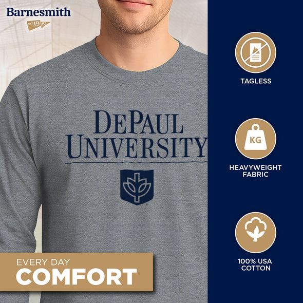 DePaul University Heritage Long Sleeve T-Shirt (Charcoal Grey)