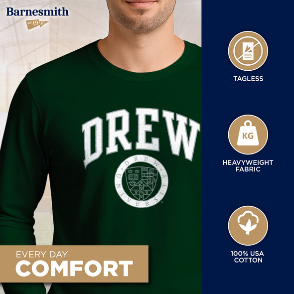 Drew University Heritage Long Sleeve T-Shirt (Green)