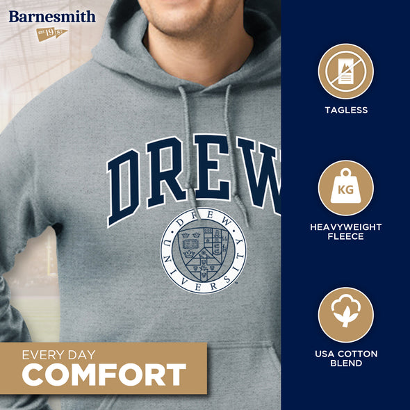 Drew University Heritage Hooded Sweatshirt (Charcoal Grey)