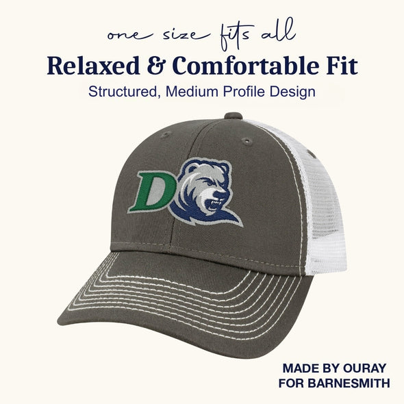 Drew University Sideline Trucker Hat One-Size (Dark Grey/White)