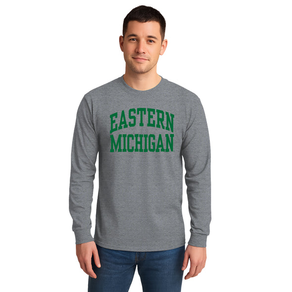 Eastern Michigan University Classic Long Sleeve T-Shirt (Charcoal Grey)