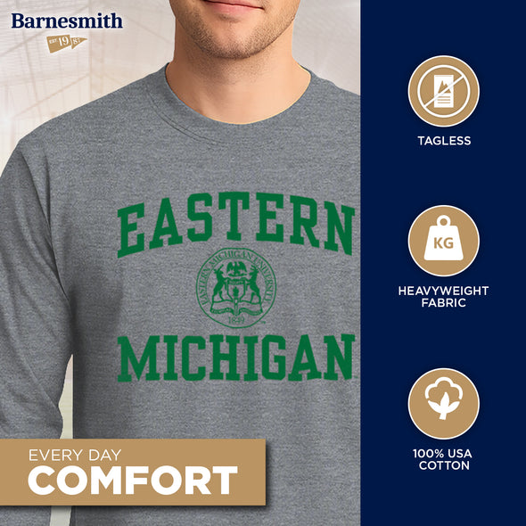 Eastern Michigan University Heritage Long Sleeve T-Shirt (Charcoal Grey)
