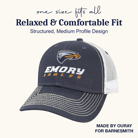 Emory University Sideline Trucker Hat One-Size (Navy/White)