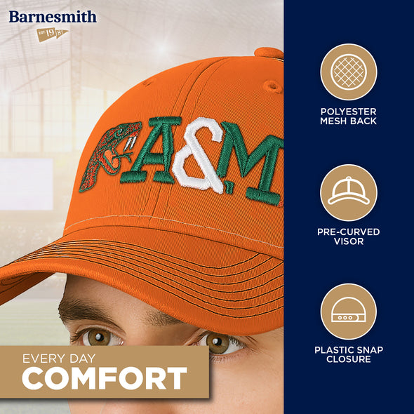 Florida A&M University Sideline Trucker Hat One-Size (Burnt Orange/Dark Grey)