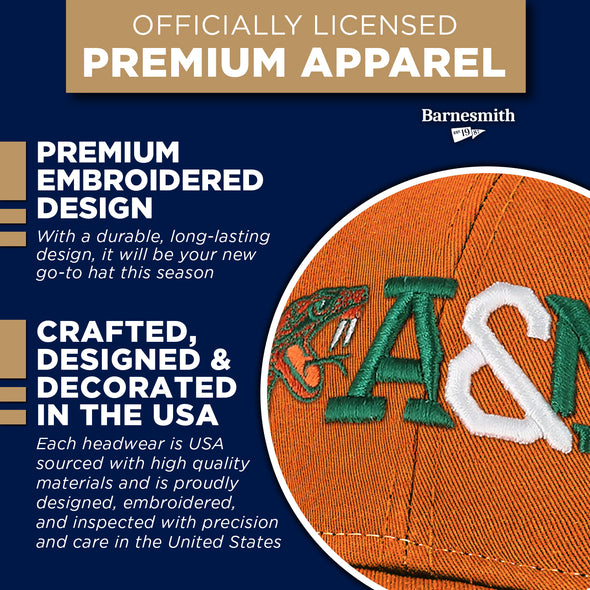 Florida A&M University Sideline Trucker Hat One-Size (Burnt Orange/Dark Grey)