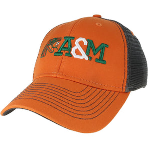 Florida A&M University Sideline Trucker Hat One-Size (Burnt Orange/Dark Grey)