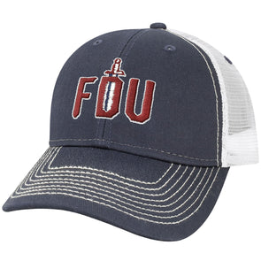 Fairleigh Dickinson University Sideline Trucker Hat One-Size (Navy/White)