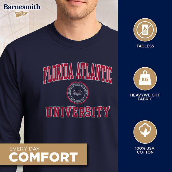 Florida Atlantic University Heritage Long Sleeve T-Shirt (Navy)