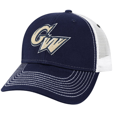 George Washington University Sideline Trucker Hat One-Size (Navy/White)