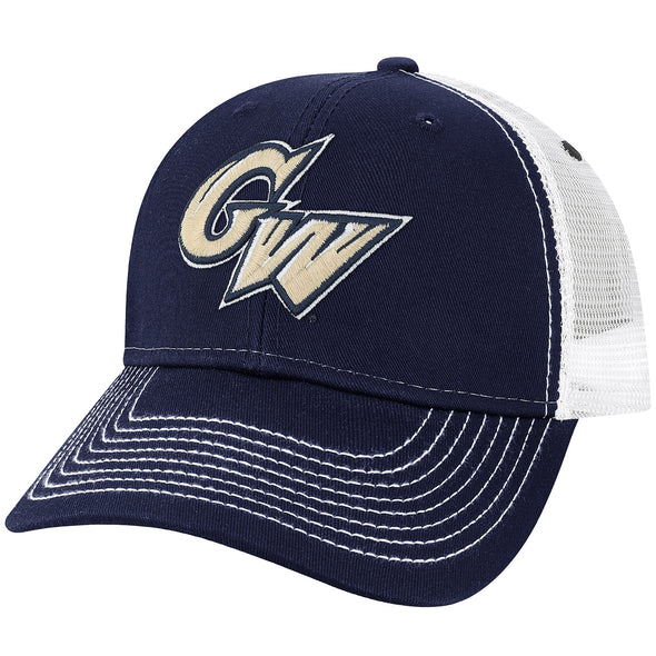 George Washington University Sideline Trucker Hat One-Size (Navy/White)