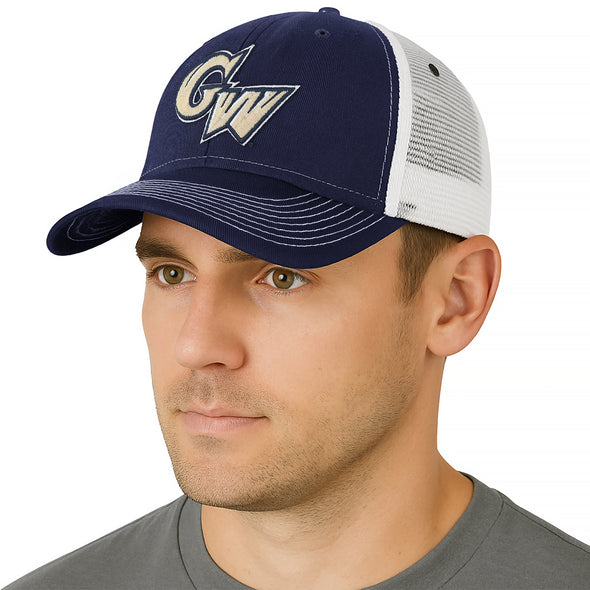 George Washington University Sideline Trucker Hat One-Size (Navy/White)