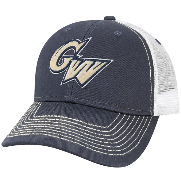 George Washington University Sideline Trucker Hat One-Size (Navy/White)