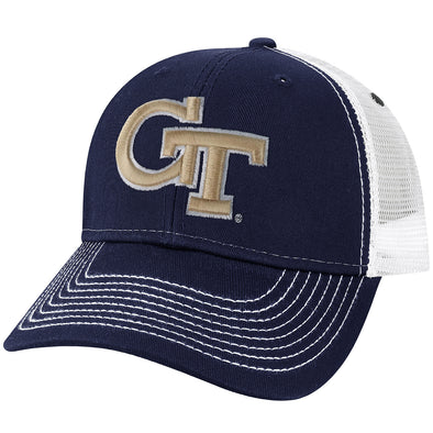 Georgia Institute of Technology Sideline Trucker Hat One-Size (Navy/White)