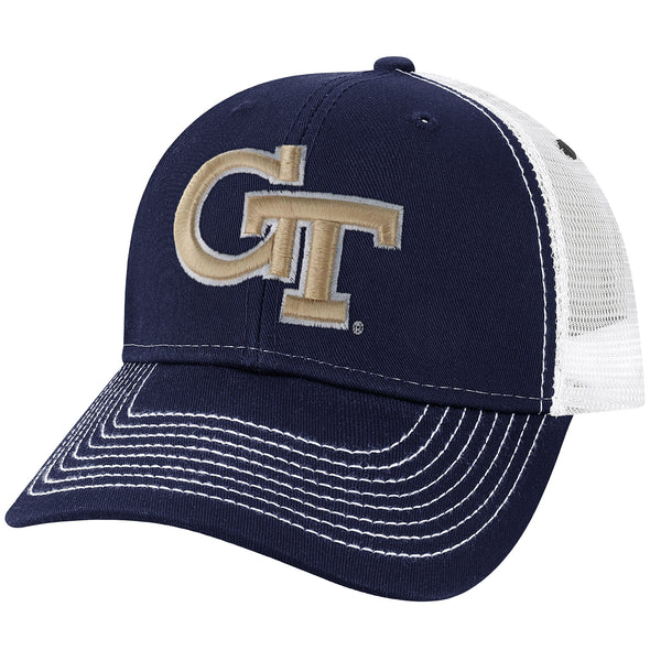 Georgia Institute of Technology Sideline Trucker Hat One-Size (Navy/White)