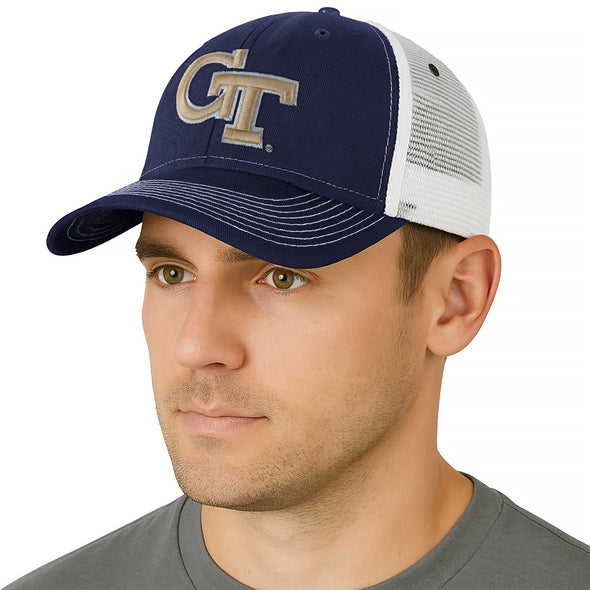 Georgia Institute of Technology Sideline Trucker Hat One-Size (Navy/White)