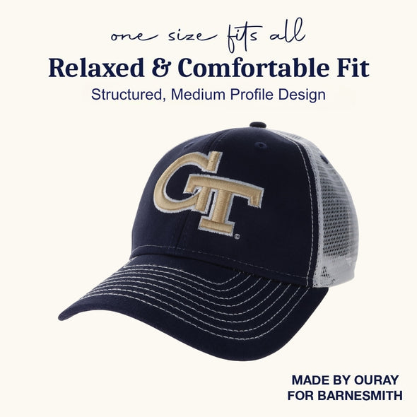 Georgia Institute of Technology Sideline Trucker Hat One-Size (Navy/White)