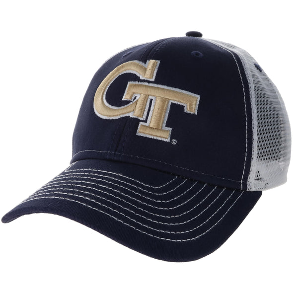 Georgia Institute of Technology Sideline Trucker Hat One-Size (Navy/White)