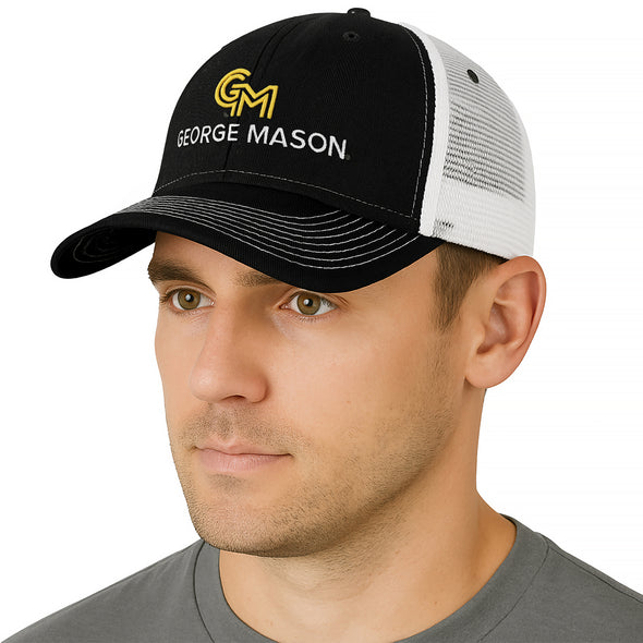 George Mason University Sideline Trucker Hat One-Size (Black/White)