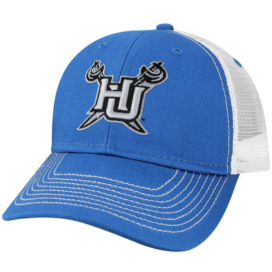 Hampton University Sideline Trucker Hat One-Size (Royal/White)