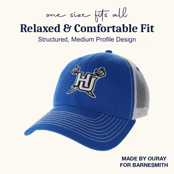 Hampton University Sideline Trucker Hat One-Size (Royal/White)