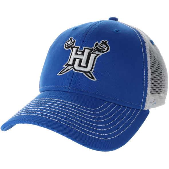 Hampton University Sideline Trucker Hat One-Size (Royal/White)