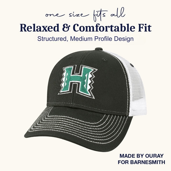 University of Hawaii Sideline Trucker Hat One-Size (Black/White)