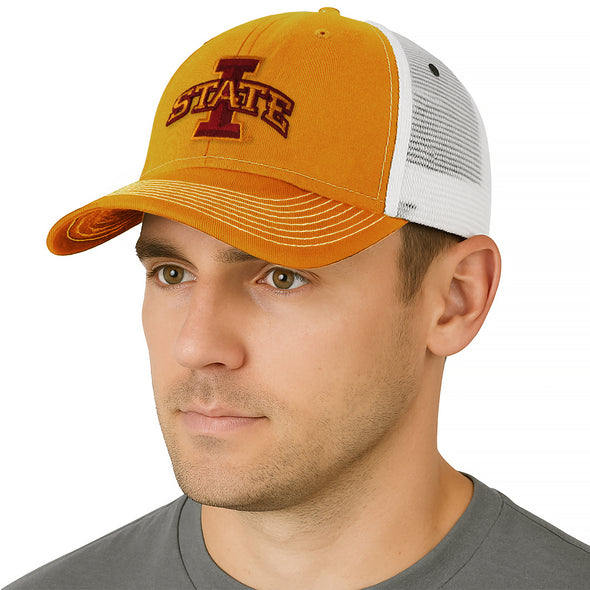 Iowa State University Sideline Trucker Hat One-Size (Autumn Blaze/White)
