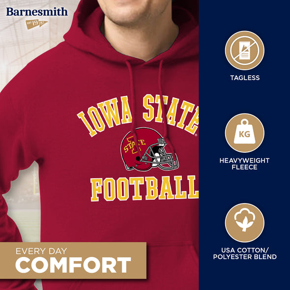 Iowa State University Football Hooded Sweatshirt (Cardinal)
