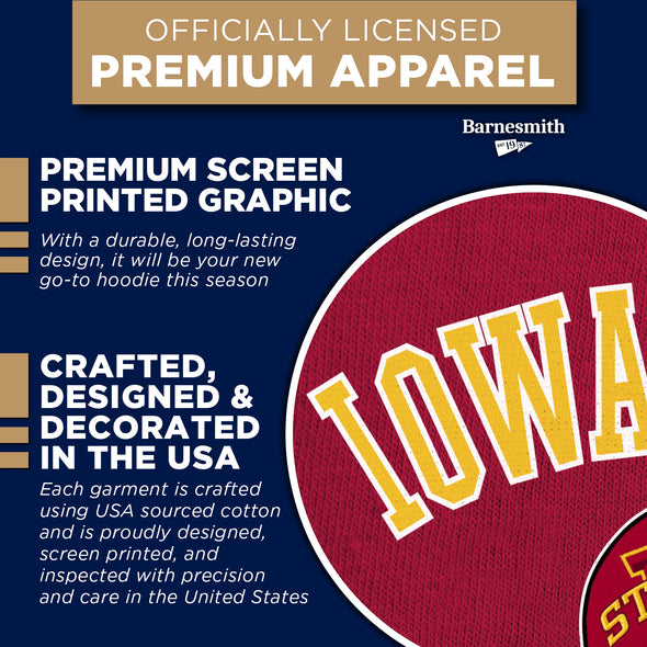 Iowa State University Football Hooded Sweatshirt (Cardinal)