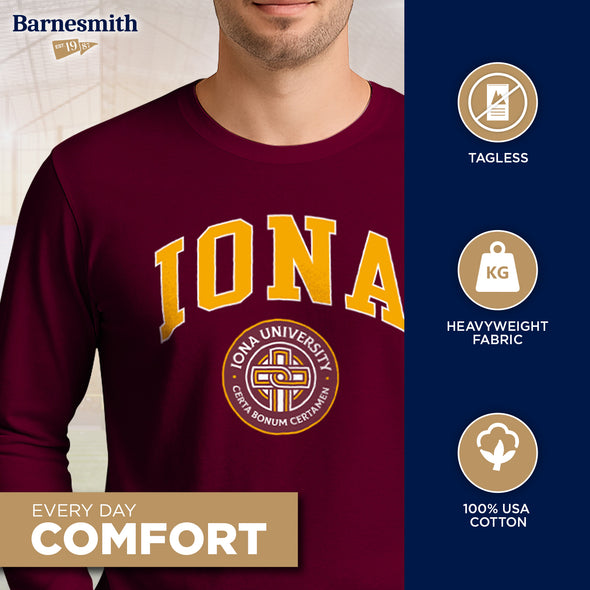 Iona University Heritage Long Sleeve T-Shirt (Maroon)