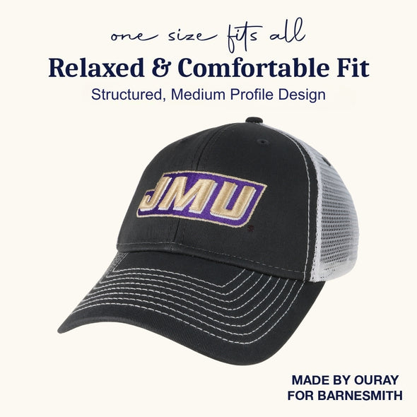 James Madison University Sideline Trucker Hat One-Size (Dark Grey/White)