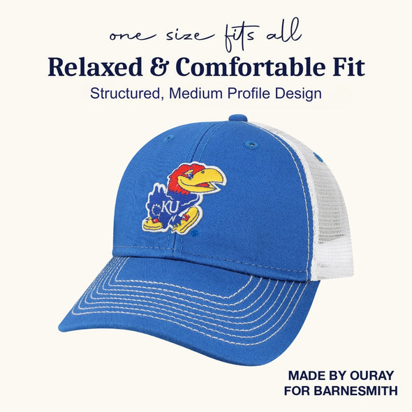 University of Kansas Sideline Trucker Hat One-Size (Royal/White)