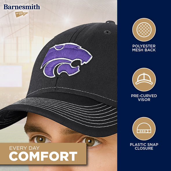 Kansas State University Sideline Trucker Hat One-Size (Dark Grey/White)