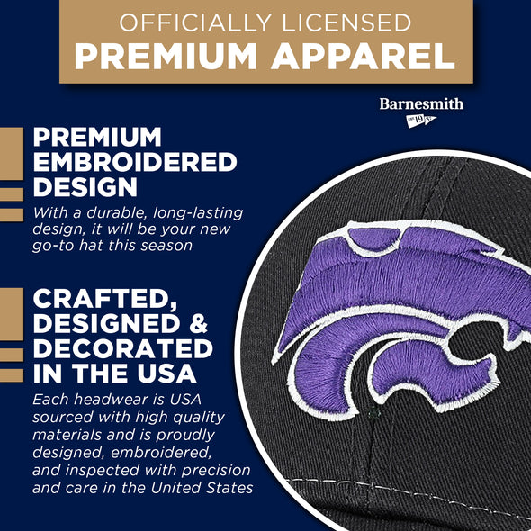 Kansas State University Sideline Trucker Hat One-Size (Dark Grey/White)