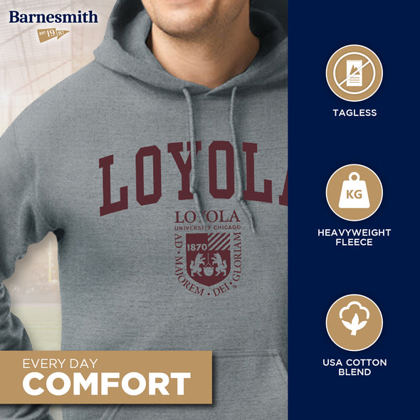 Loyola University Chicago Heritage Hooded Sweatshirt (Charcoal Grey)