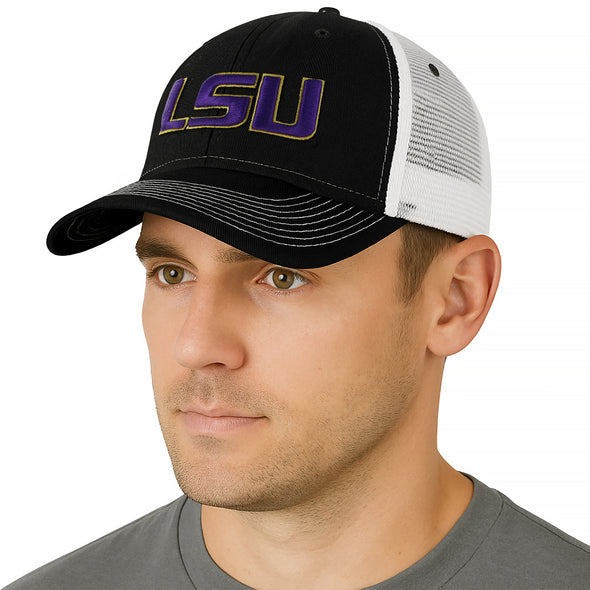 Louisiana State University Sideline Trucker Hat One-Size (Black/White)