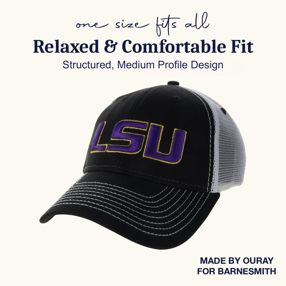 Louisiana State University Sideline Trucker Hat One-Size (Black/White)