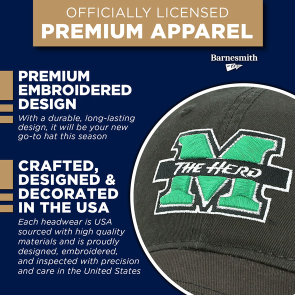 Marshall University Spirit Baseball Hat One-Size (Black)