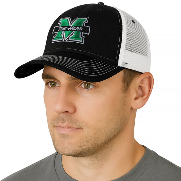 Marshall University Sideline Trucker Hat One-Size (Black/White)