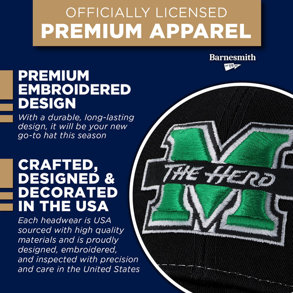 Marshall University Sideline Trucker Hat One-Size (Black/White)