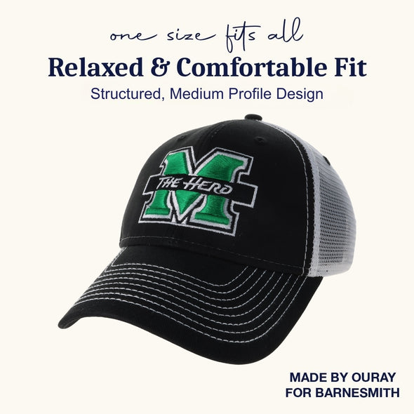 Marshall University Sideline Trucker Hat One-Size (Black/White)